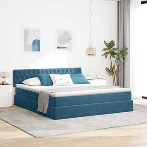 Letto con Contenitore Blu Scuro 160 x 200 cm Velluto 3370831