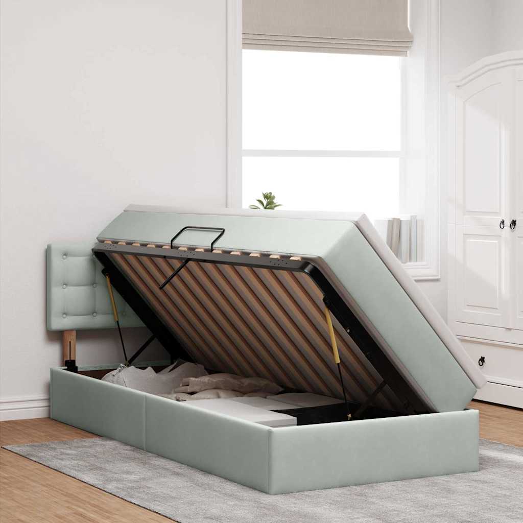 Letto con Contenitore Grigio chiaro 90 x 190 cm Velluto 3370845