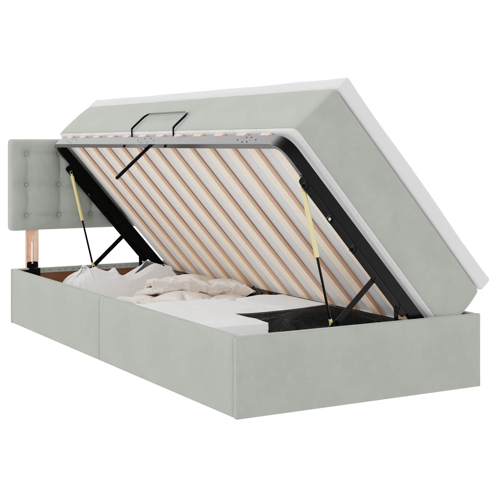 Letto con Contenitore Grigio chiaro 90 x 190 cm Velluto 3370845