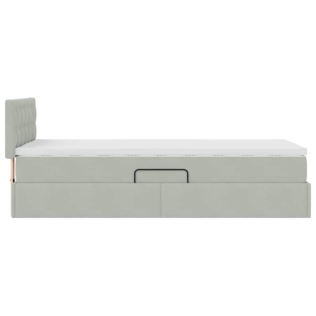 Letto con Contenitore Grigio chiaro 90 x 190 cm Velluto 3370845