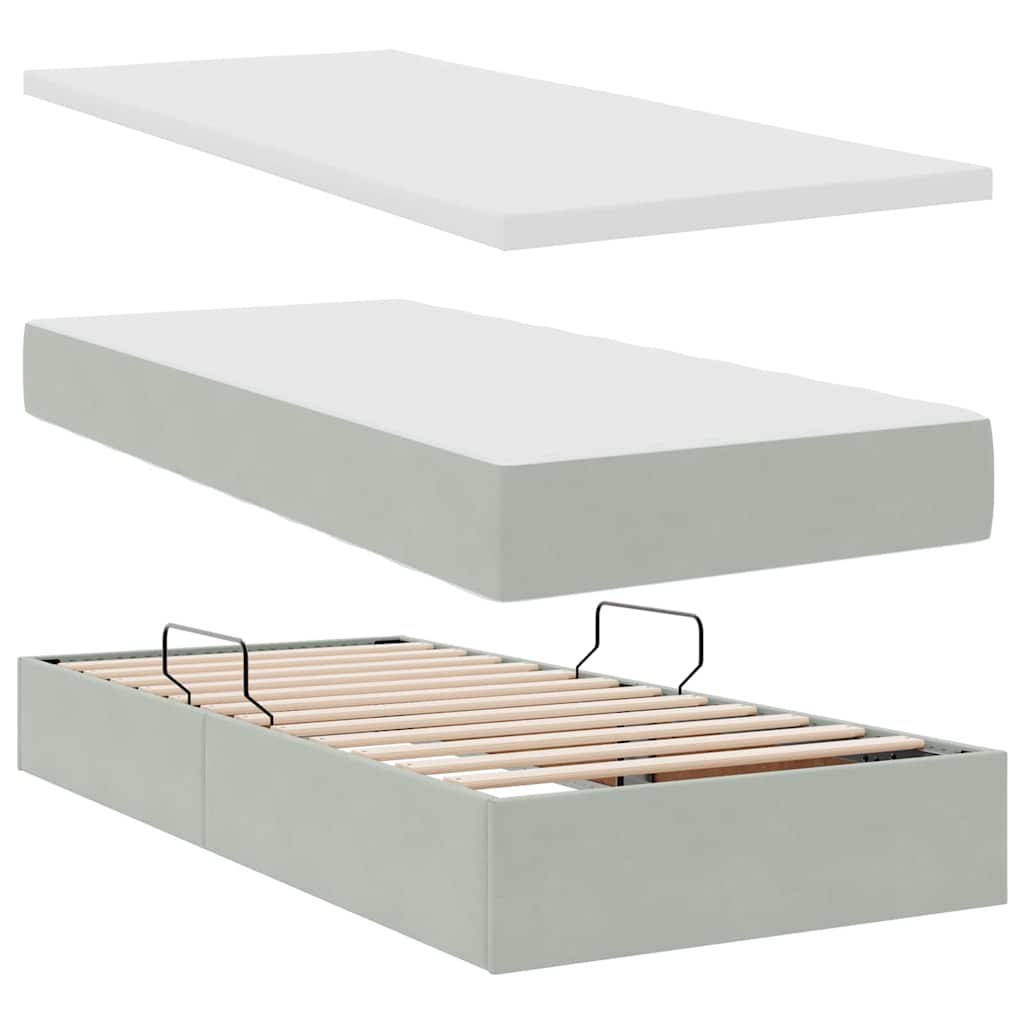 Letto con Contenitore Grigio chiaro 90 x 200 cm Velluto 3370851