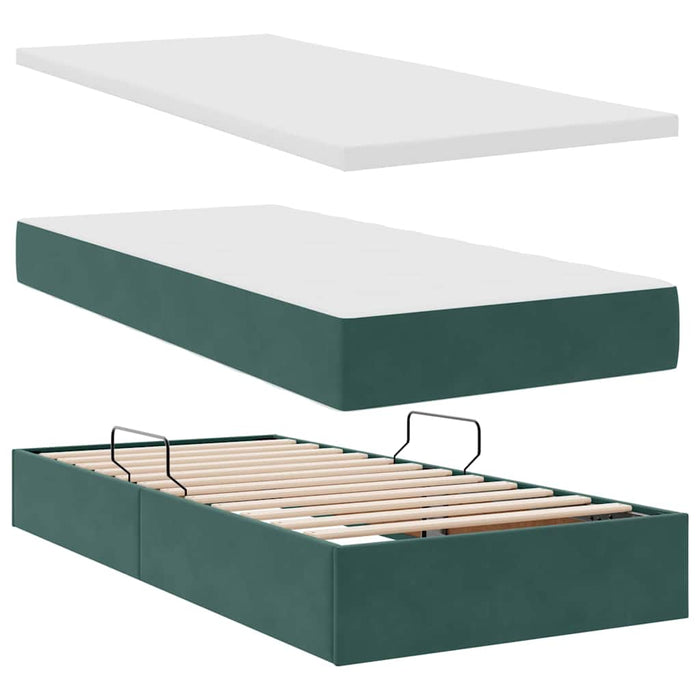 Letto con Contenitore Verde Scuro 90 x 200 cm Velluto 3370854