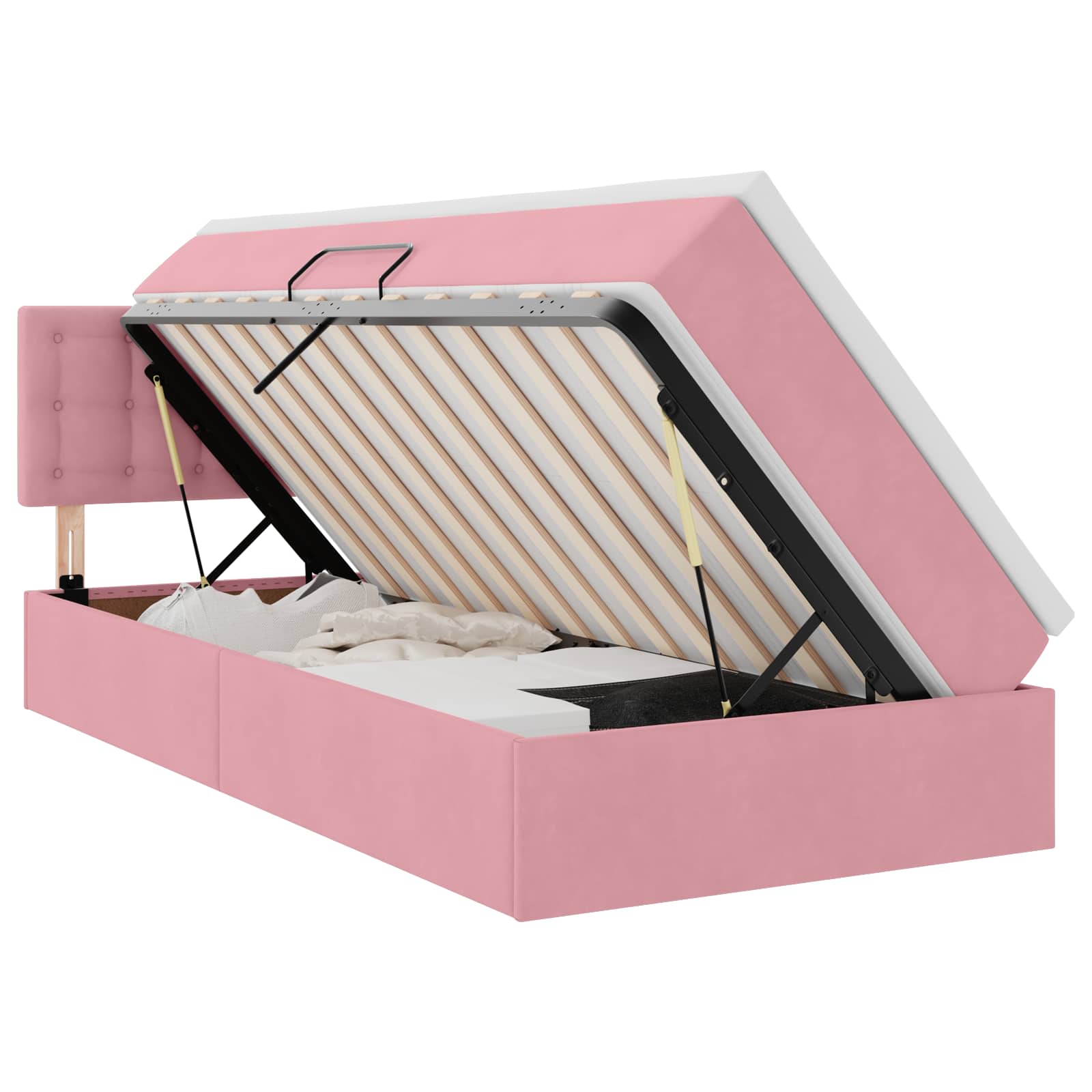 Letto con Contenitore con materasso Rosa 90 x 200 cm Velluto 3370856