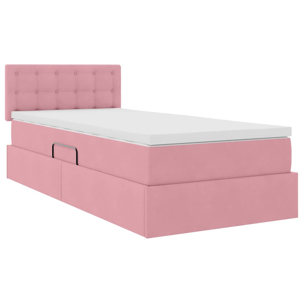 Letto con Contenitore con materasso Rosa 90 x 200 cm Velluto 3370856