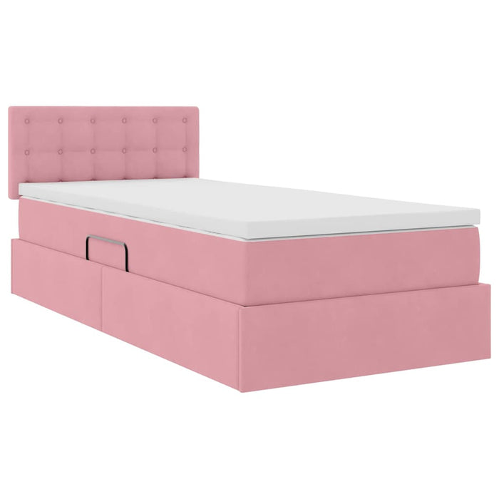 Letto con Contenitore con materasso Rosa 90 x 200 cm Velluto 3370856
