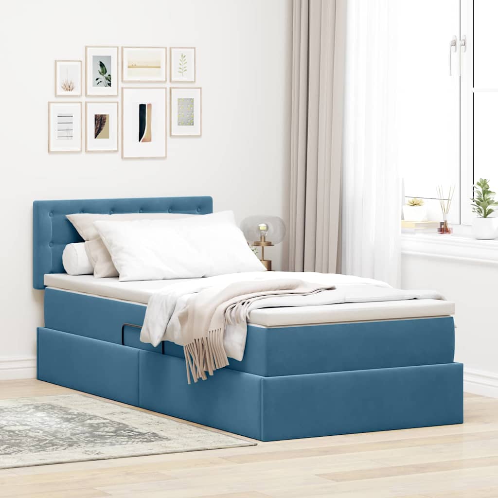 Letto con Contenitore Blu Scuro 100 x 200 cm Velluto 3370861
