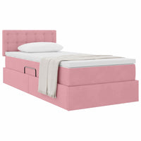 Letto con Contenitore con materasso Rosa 100 x 200 cm Velluto 3370862
