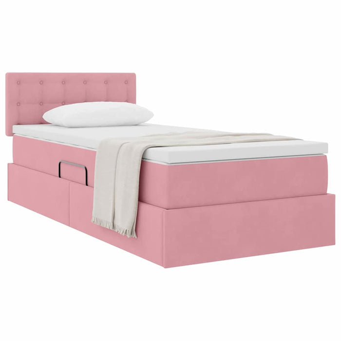 Letto con Contenitore con materasso Rosa 100 x 200 cm Velluto 3370862