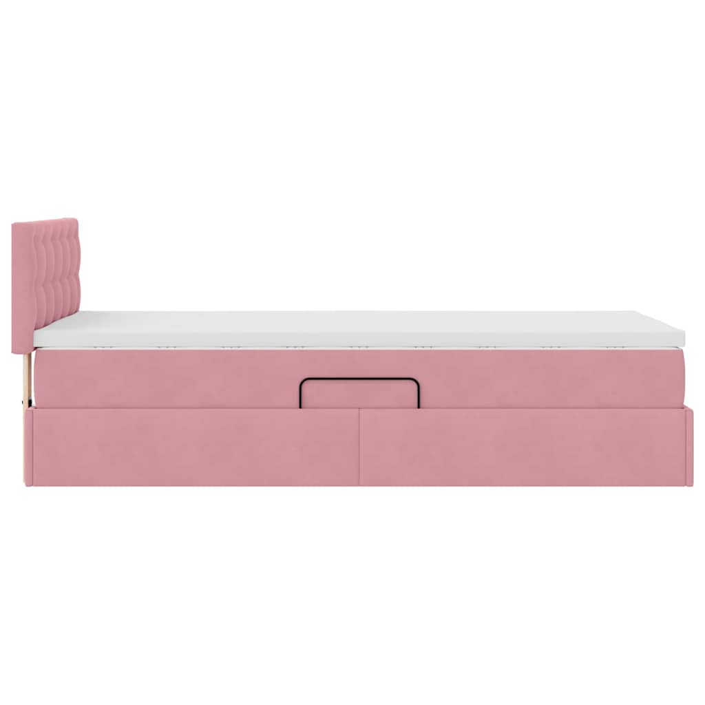 Letto con Contenitore con materasso Rosa 100 x 200 cm Velluto 3370862