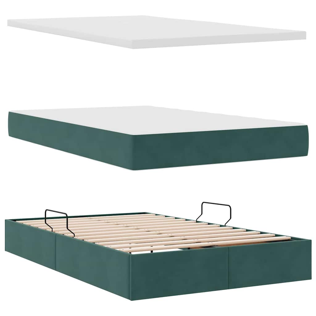 Letto con Contenitore Verde Scuro 120 x 200 cm Velluto 3370872