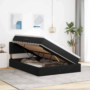 Letto con Contenitore con materasso Nero 140 x 190 cm Velluto 3370877