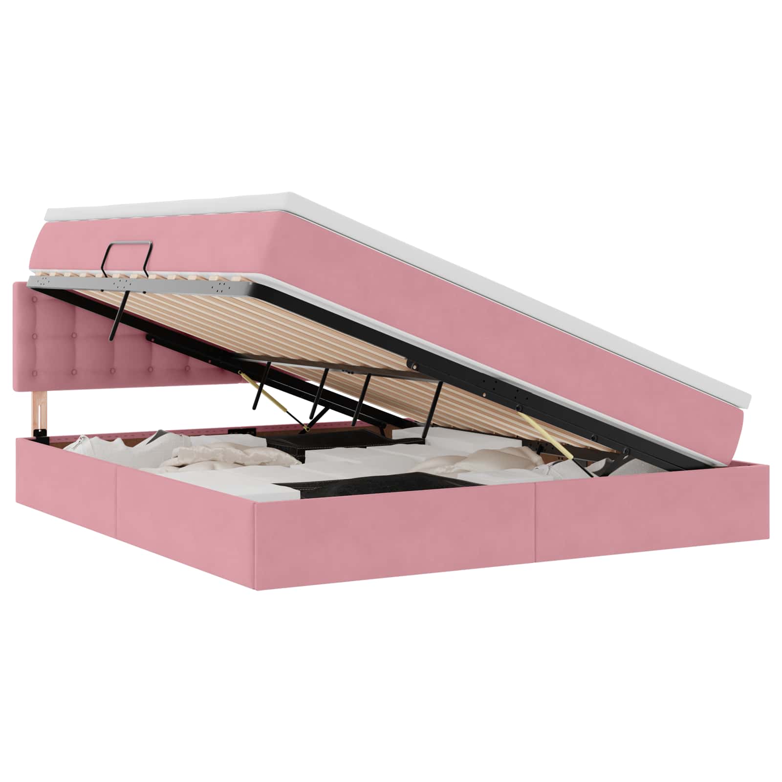 Letto con Contenitore con materasso Rosa 180 x 200 cm Velluto 3370898