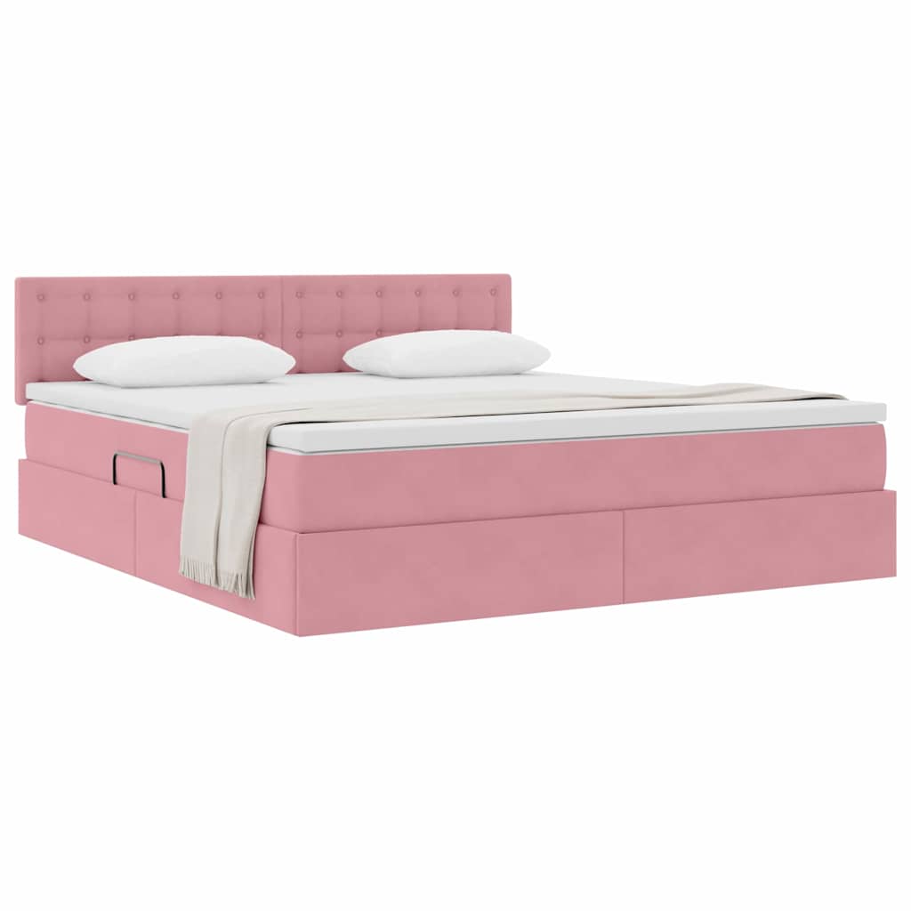 Letto con Contenitore con materasso Rosa 180 x 200 cm Velluto 3370898