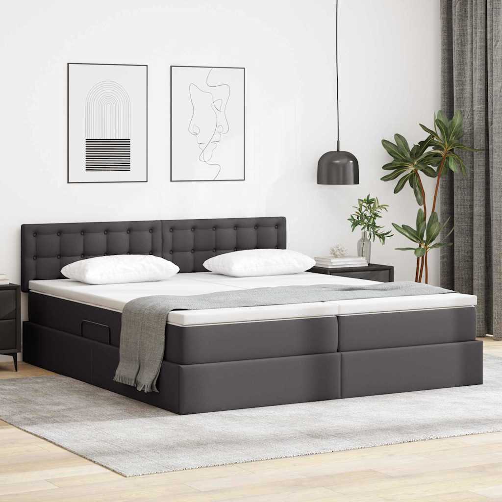 Letto con Contenitore Grigio 180 x 200 cm Pelle Sintetica 3370907