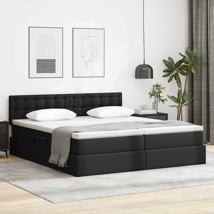 Letto con Contenitore Nero 200 x 200 cm Pelle Sintetica 3370909