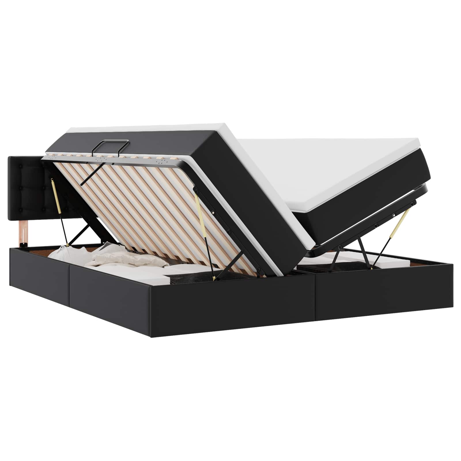 Letto con Contenitore Nero 200 x 200 cm Pelle Sintetica 3370909