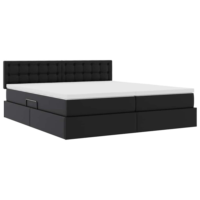 Letto con Contenitore Nero 200 x 200 cm Pelle Sintetica 3370909