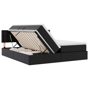 Letto con Contenitore Nero 200 x 200 cm Pelle Sintetica 3370909