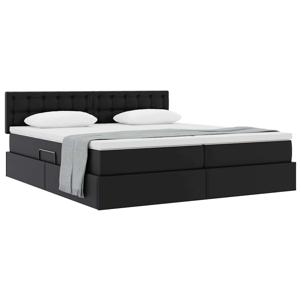 Letto con Contenitore Nero 200 x 200 cm Pelle Sintetica 3370909