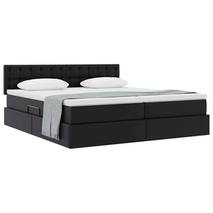 Letto con Contenitore Nero 200 x 200 cm Pelle Sintetica 3370909