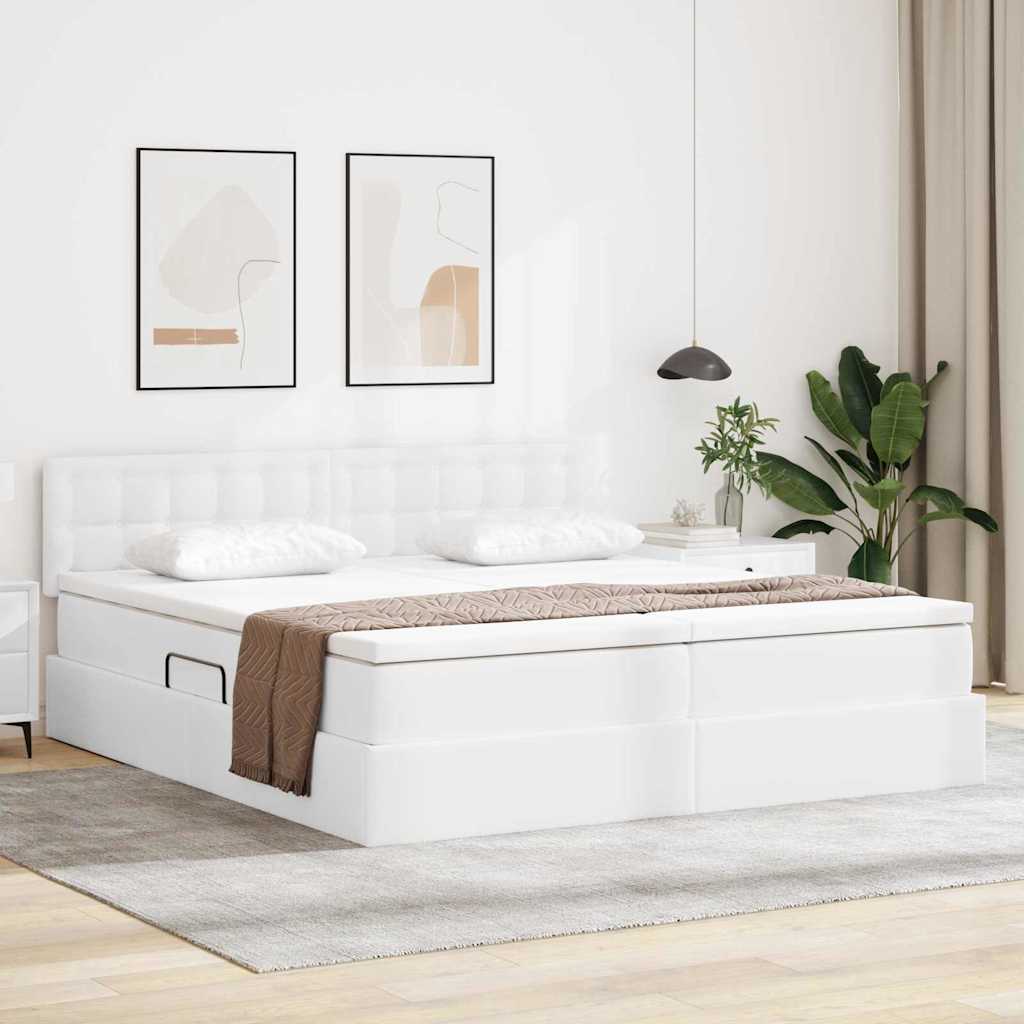 Letto con Contenitore Bianco Puro 200 x 200 cm Pelle Sintetica 3370910