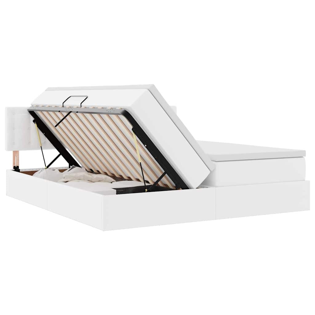 Letto con Contenitore Bianco Puro 200 x 200 cm Pelle Sintetica 3370910