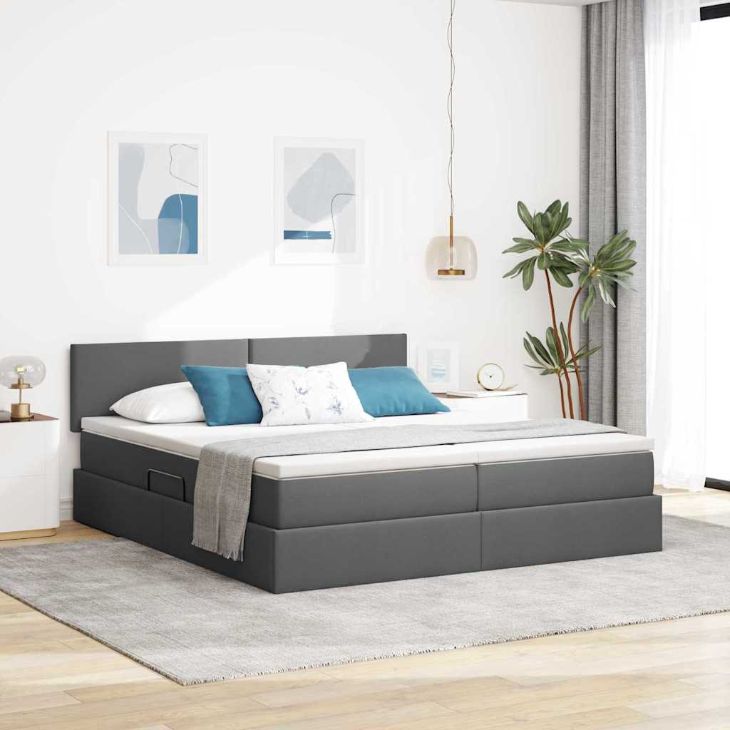 Letto con Contenitore Grigio scuro 180 x 200 cm Pelle Sintetica 3370914