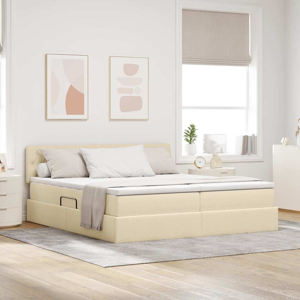 Letto con Contenitore Crema 180 x 200 cm Pelle Sintetica 3370941
