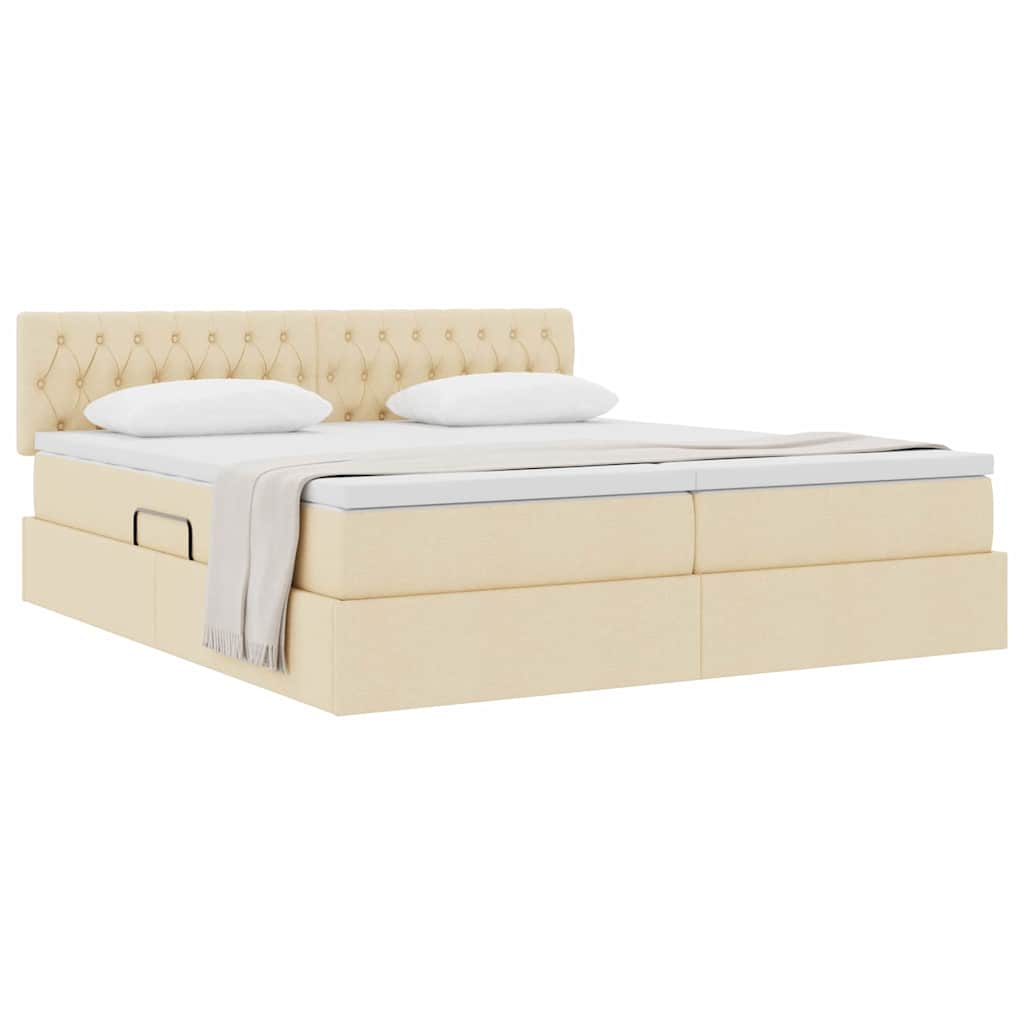 Letto con Contenitore Crema 180 x 200 cm Pelle Sintetica 3370941
