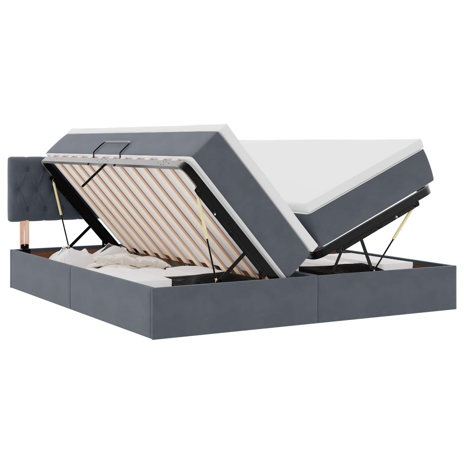 Letto con Contenitore con materasso Grigio scuro 100 x 200 cm 3370992
