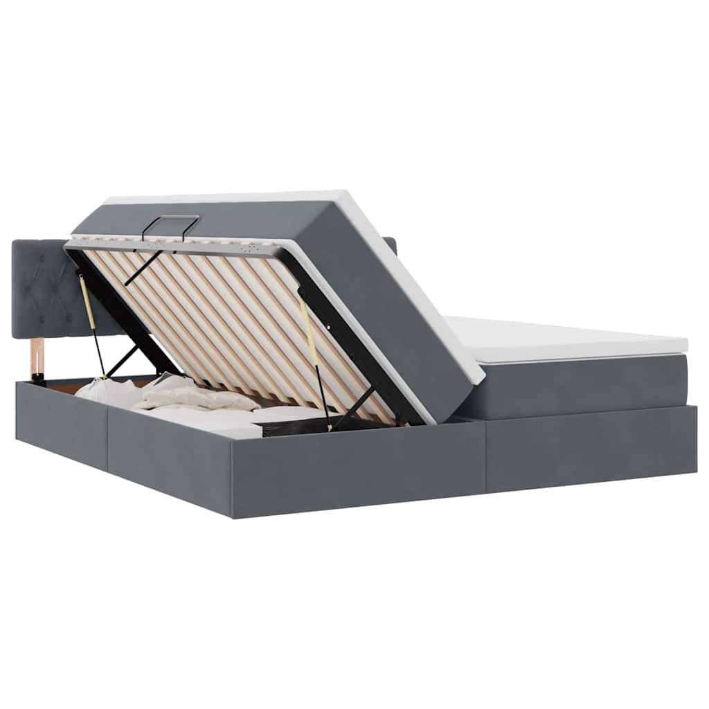 Letto con Contenitore con materasso Grigio scuro 100 x 200 cm 3370992