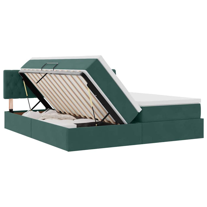 Letto con Contenitore con materasso Verde Scuro 100 x 200 cm 3370994