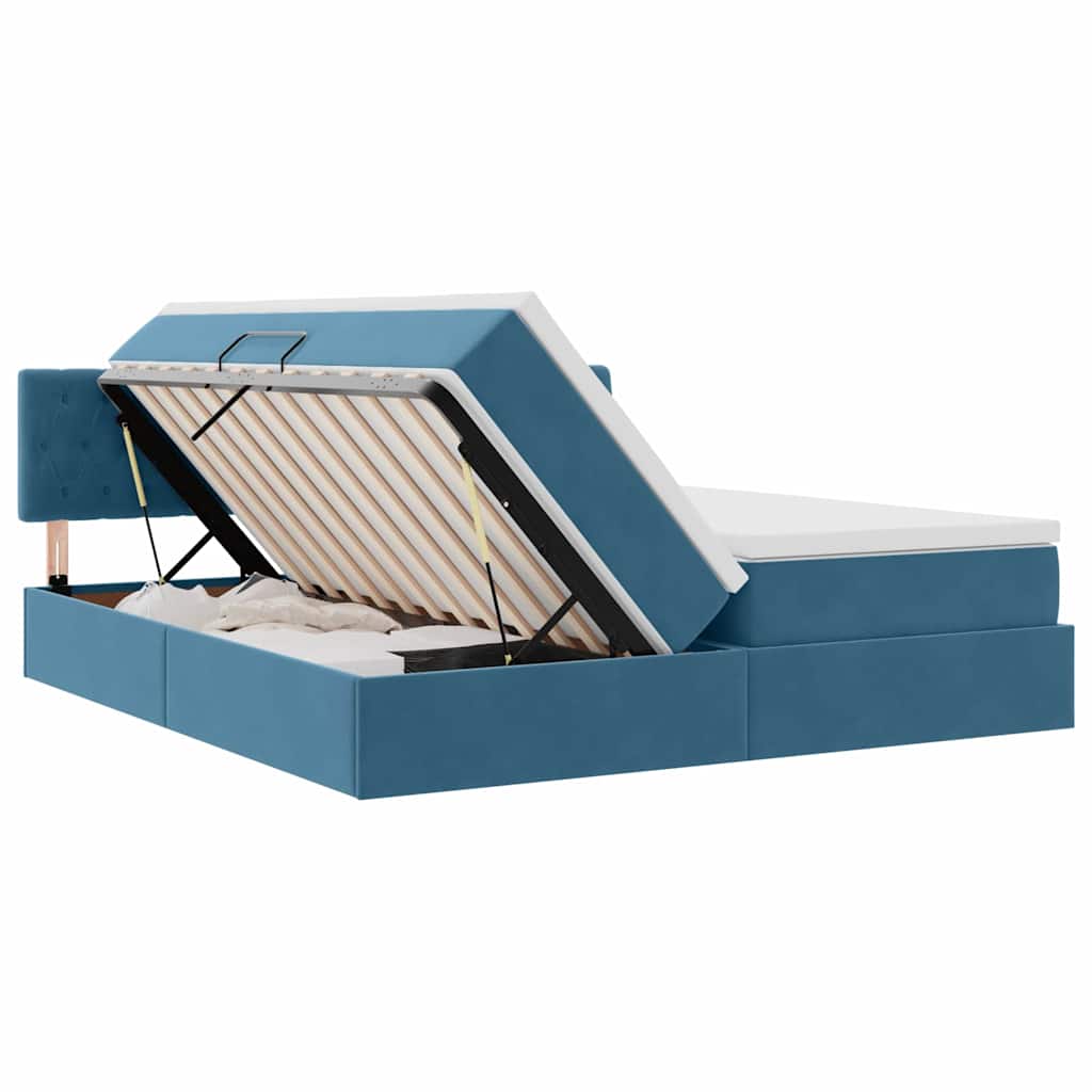 Letto con Contenitore con materasso Blu Scuro 100 x 200 cm 3370995