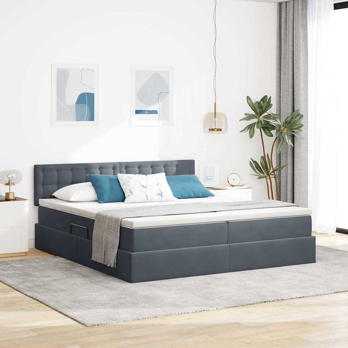 Letto con Contenitore con materasso Grigio scuro 100 x 200 cm 3371004