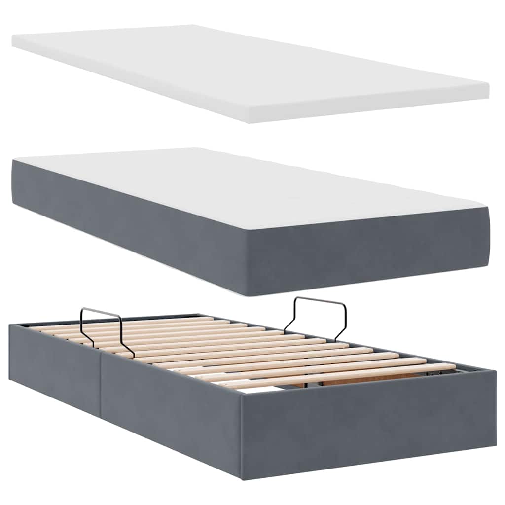 Letto con Contenitore con materasso Grigio scuro 100 x 200 cm 3371004