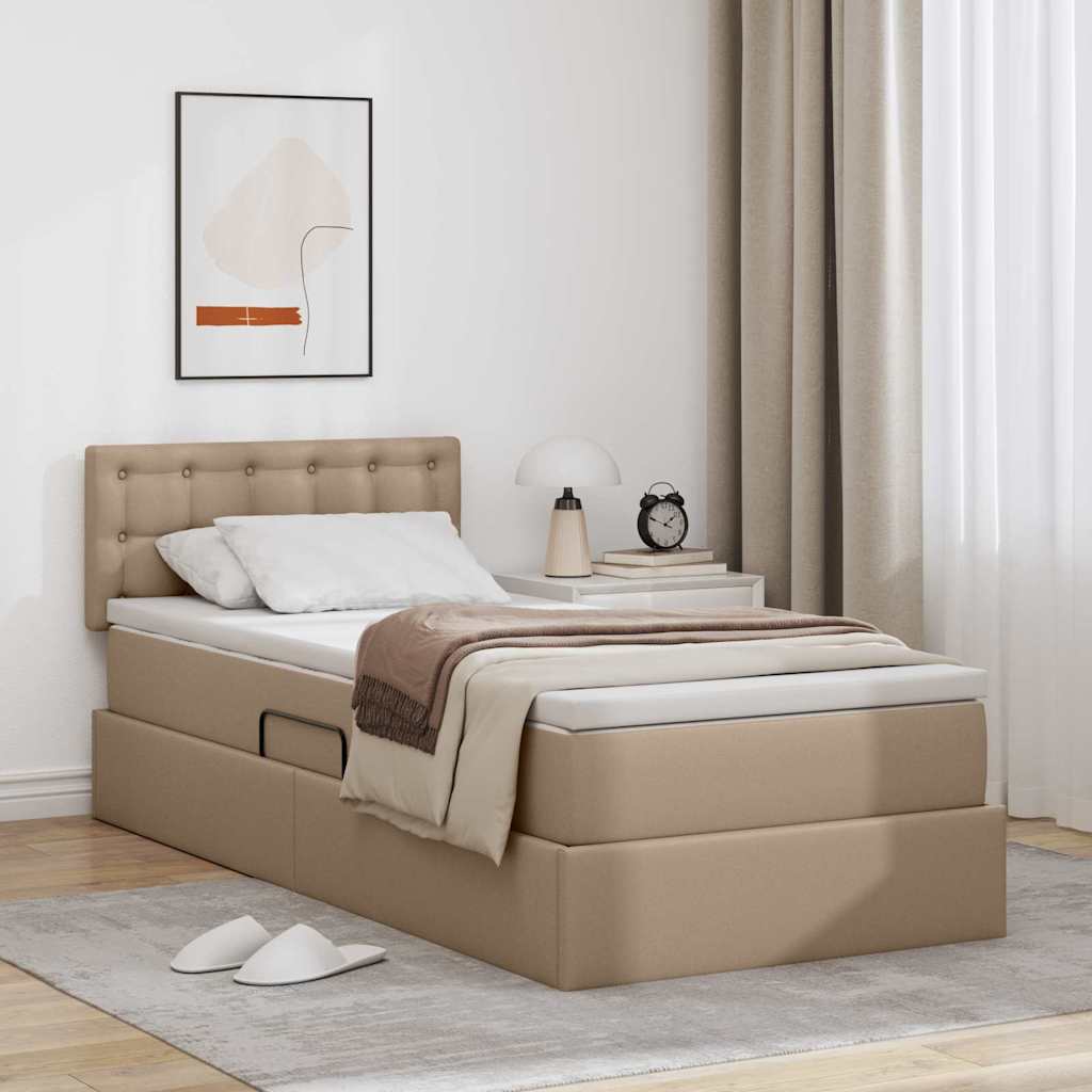 Letto con contenitore e LED con led Cappuccino 90 x 190 cm 3371012