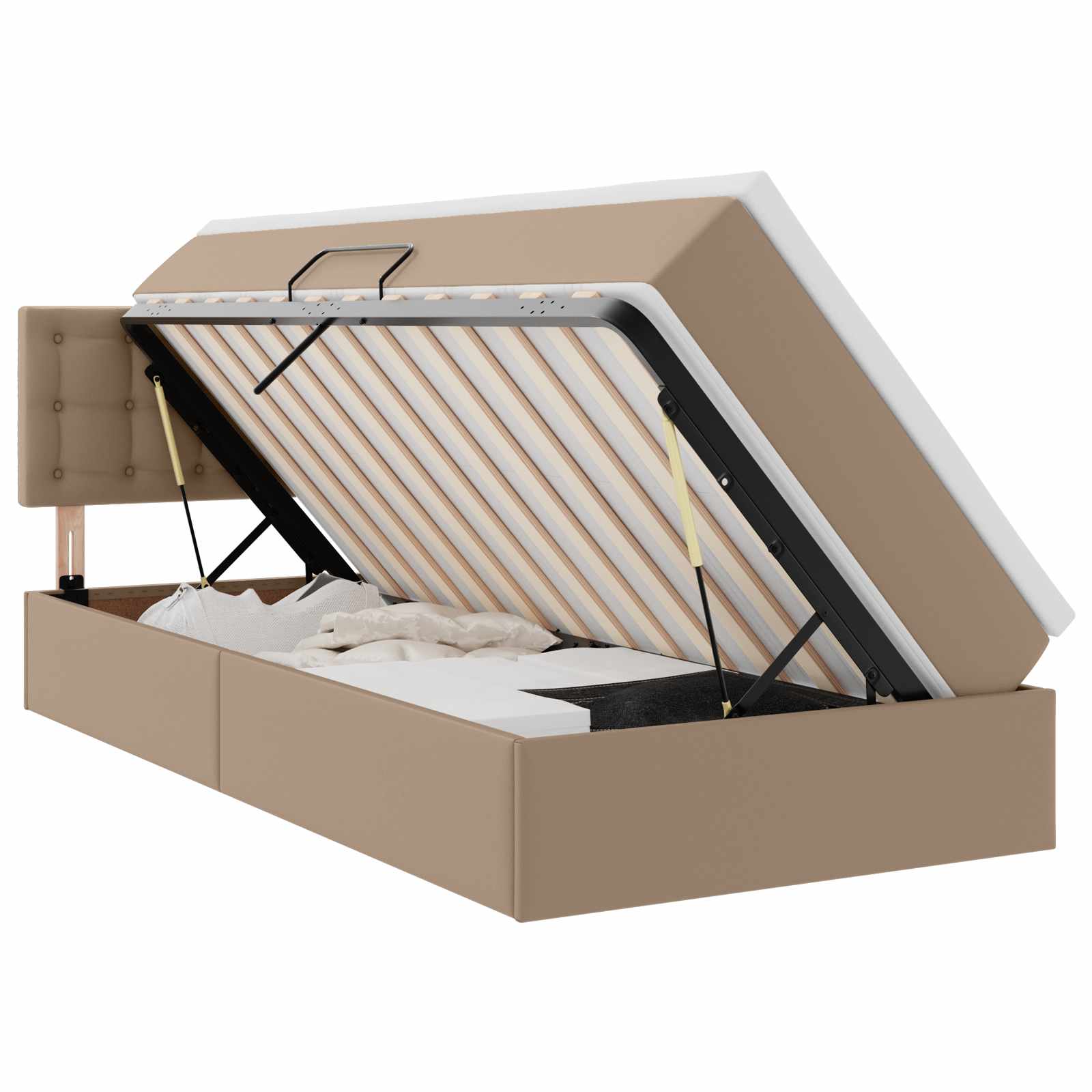 Letto con contenitore e LED con led Cappuccino 90 x 190 cm 3371012