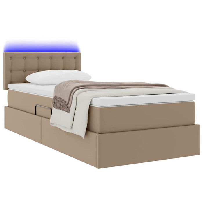 Letto con contenitore e LED con led Cappuccino 90 x 190 cm 3371012