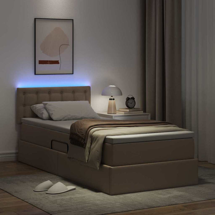 Letto con contenitore e LED con led Cappuccino 90 x 200 cm 3371016