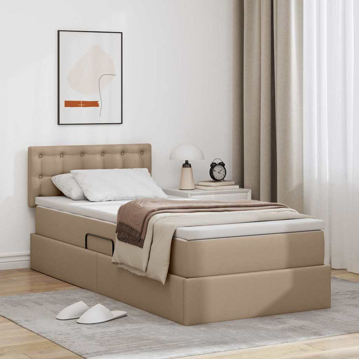 Letto con contenitore e LED con led Cappuccino 90 x 200 cm 3371016