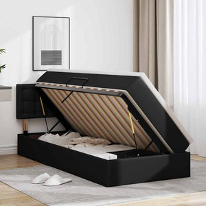 Letto con contenitore e LED Nero 100 x 200 cm Pelle Sintetica 3371017