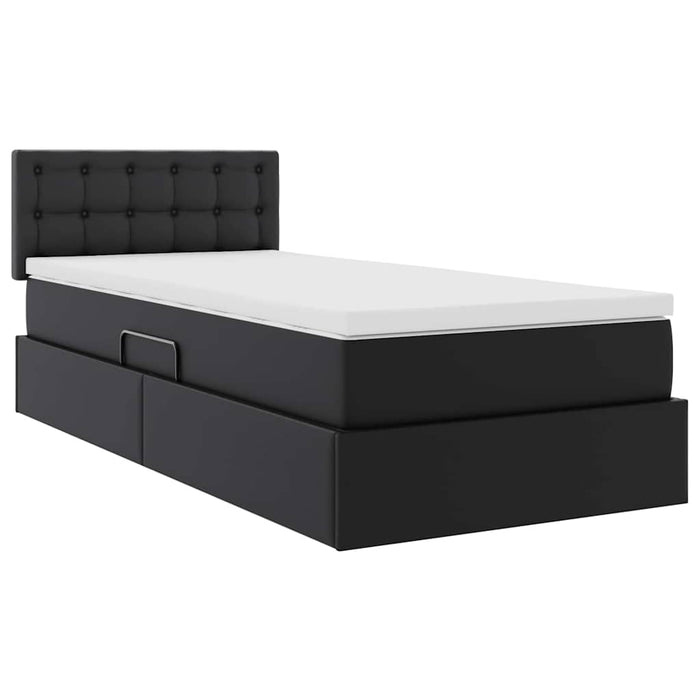 Letto con contenitore e LED Nero 100 x 200 cm Pelle Sintetica 3371017