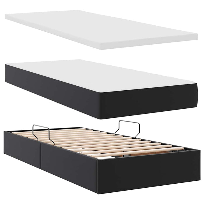 Letto con contenitore e LED Nero 100 x 200 cm Pelle Sintetica 3371017