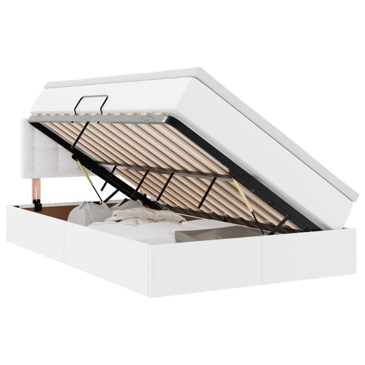 Letto con contenitore e LED Bianco 120 x 190 cm Pelle Sintetica 3371022