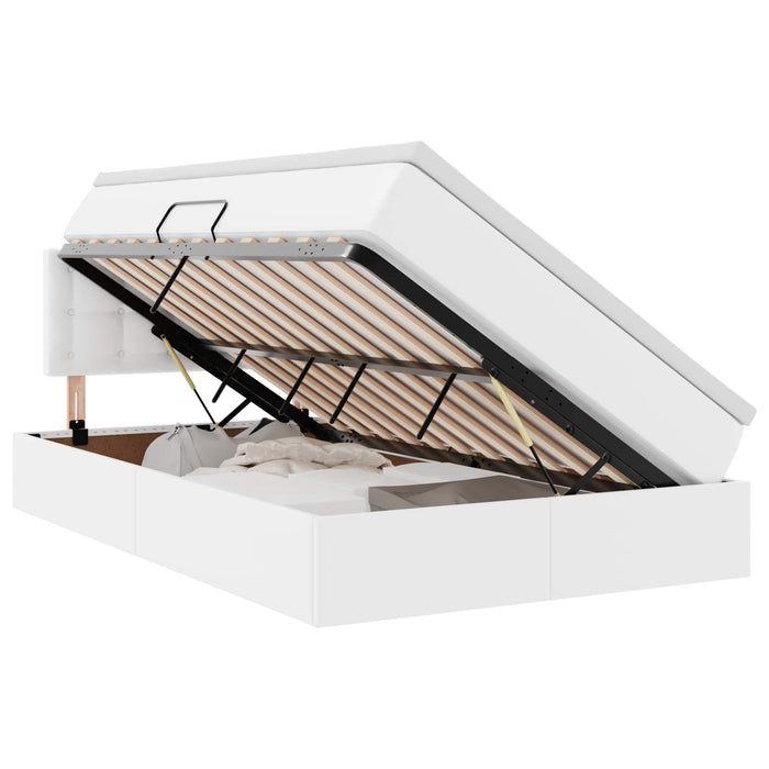 Letto con contenitore e LED Bianco 120 x 190 cm Pelle Sintetica 3371022