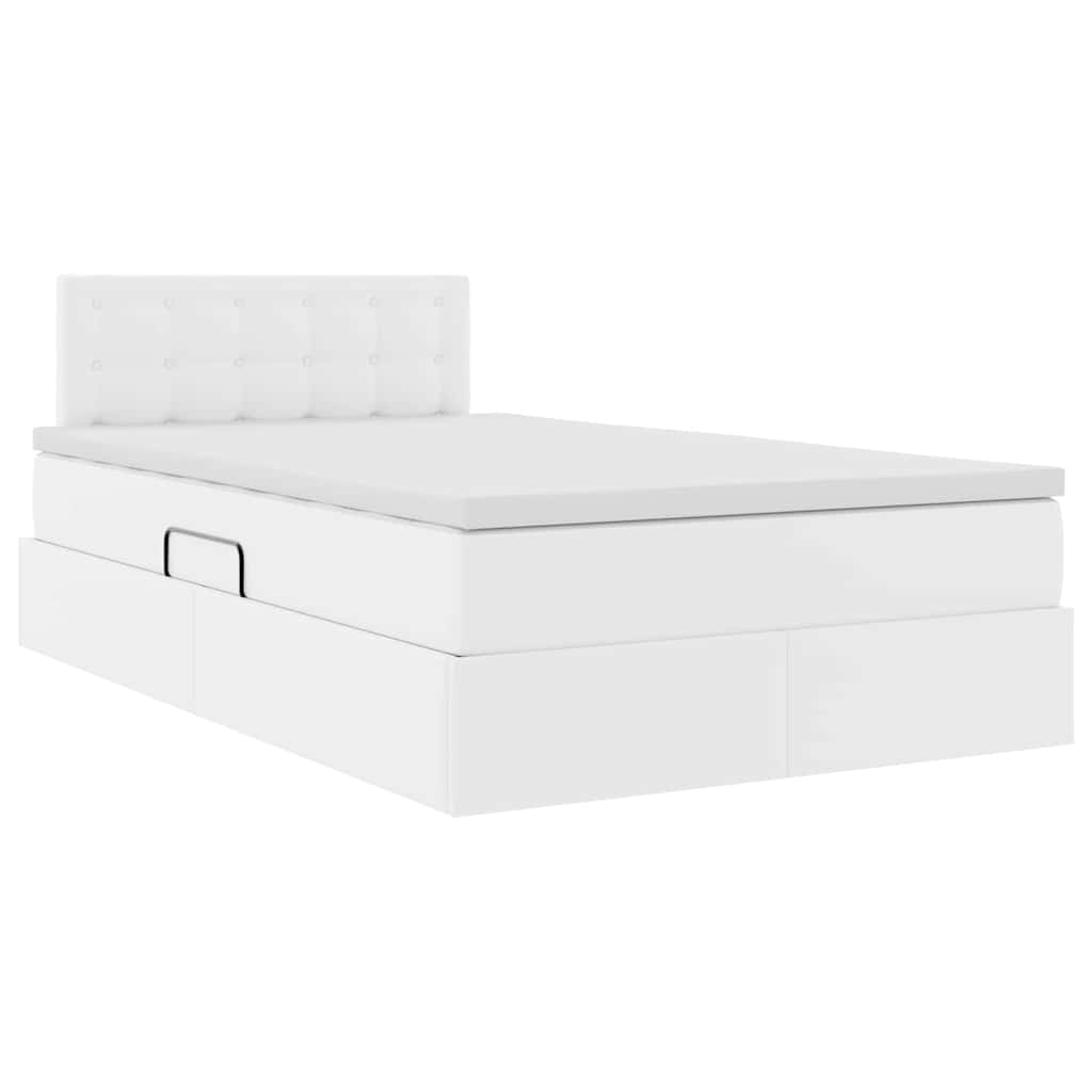 Letto con contenitore e LED Bianco 120 x 190 cm Pelle Sintetica 3371022