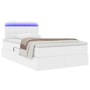 Letto con contenitore e LED Bianco 120 x 190 cm Pelle Sintetica 3371022