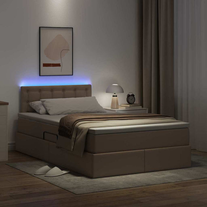 Letto con contenitore e LED Cappuccino 120 x 190 cm 3371024