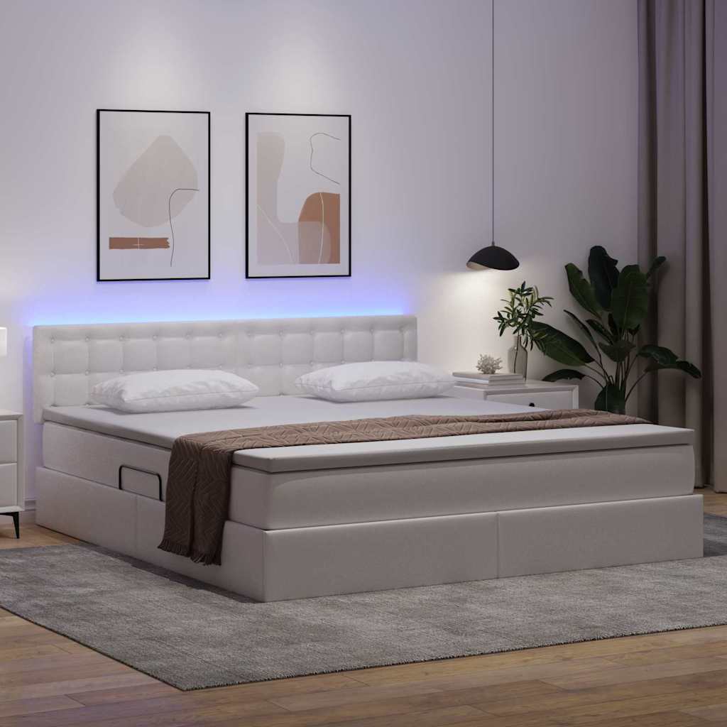 Letto con contenitore e LED Bianco Puro 160 x 200 cm 3371038