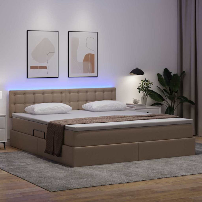 Letto con contenitore e LED con led Cappuccino 160 x 200 cm 3371040